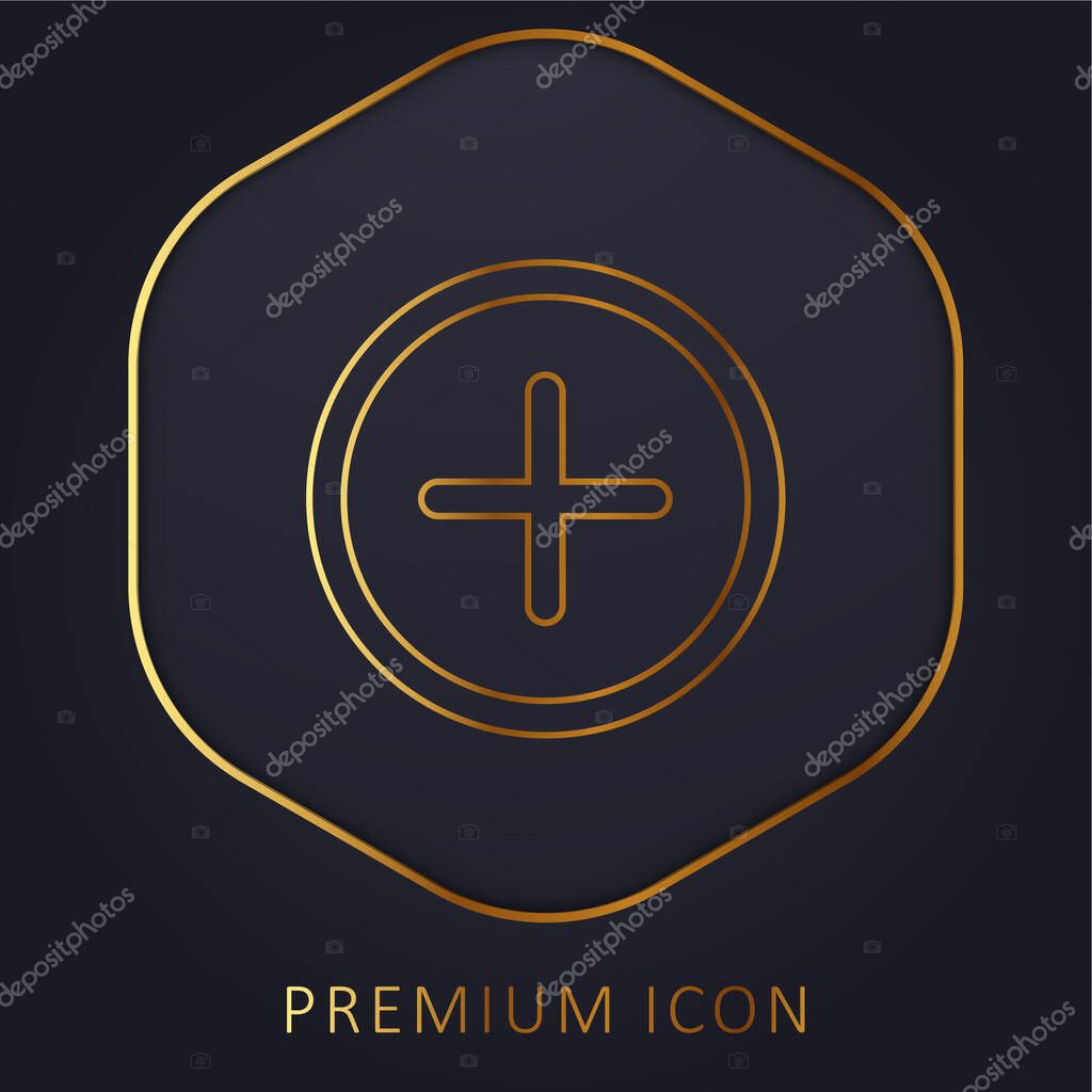 Add Circular Interface Button golden line premium logo or icon
