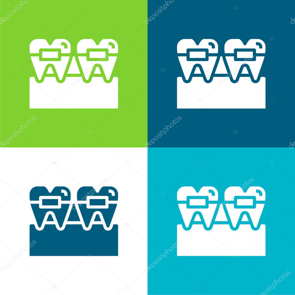 Braces Flat four color minimal icon set