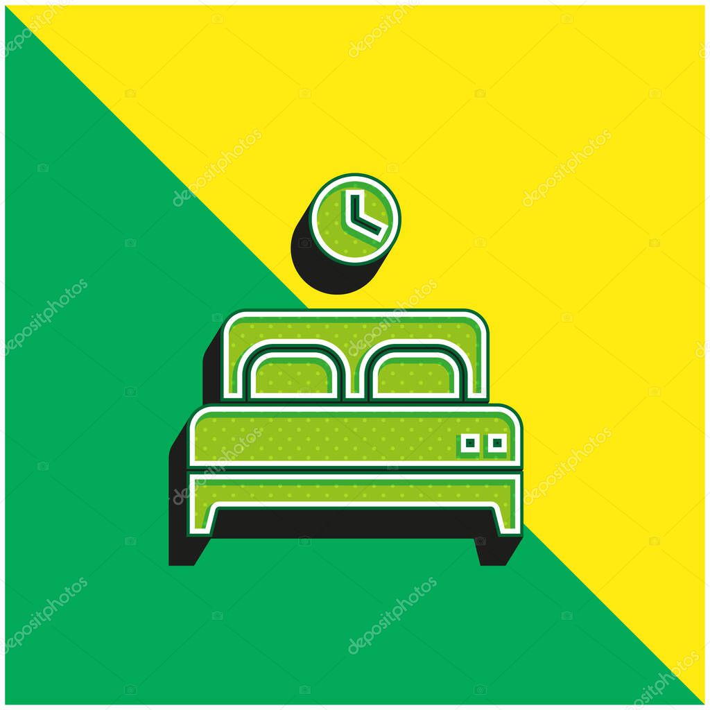Bed Green and yellow modern 3d vector icon logo