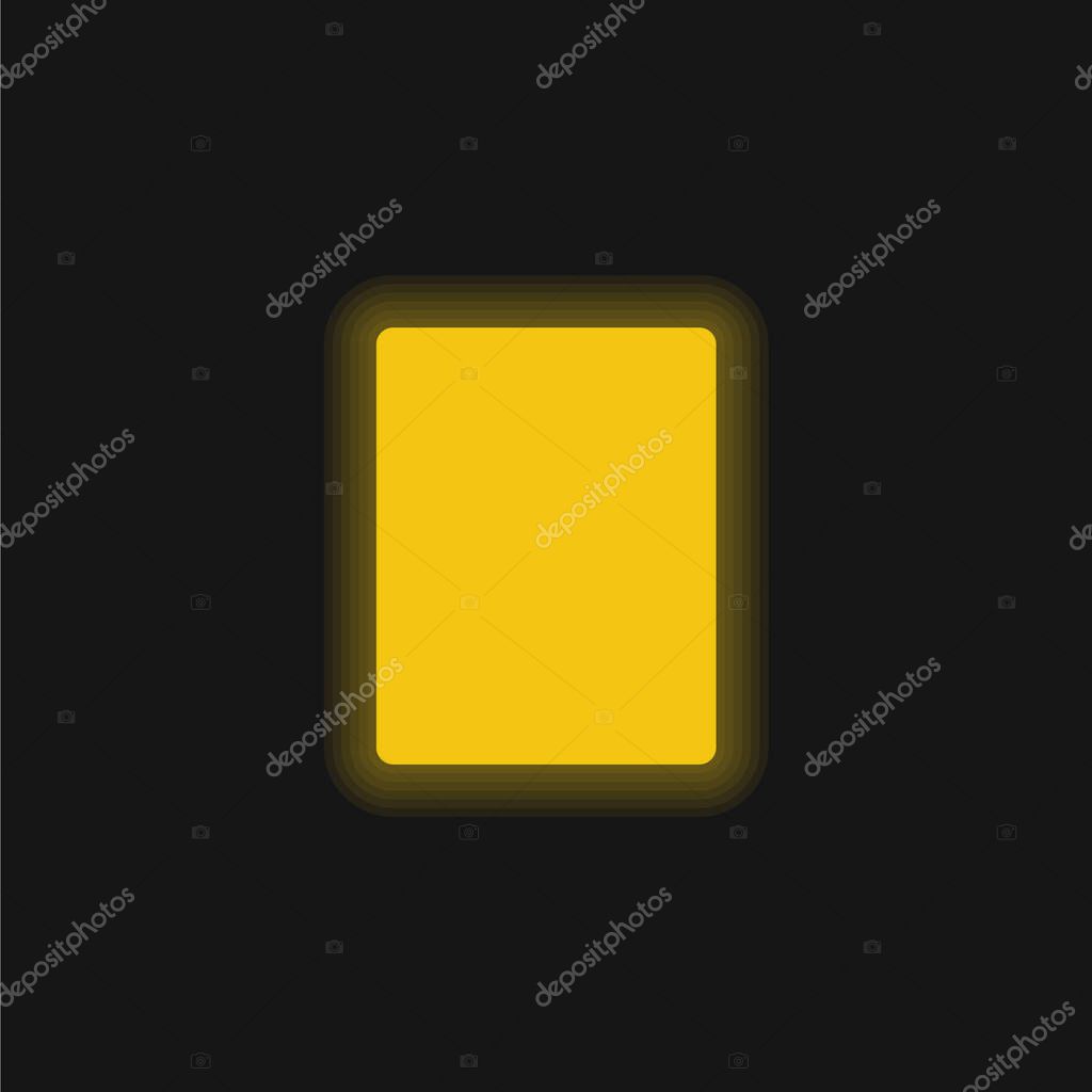 Black Rectangle yellow glowing neon icon