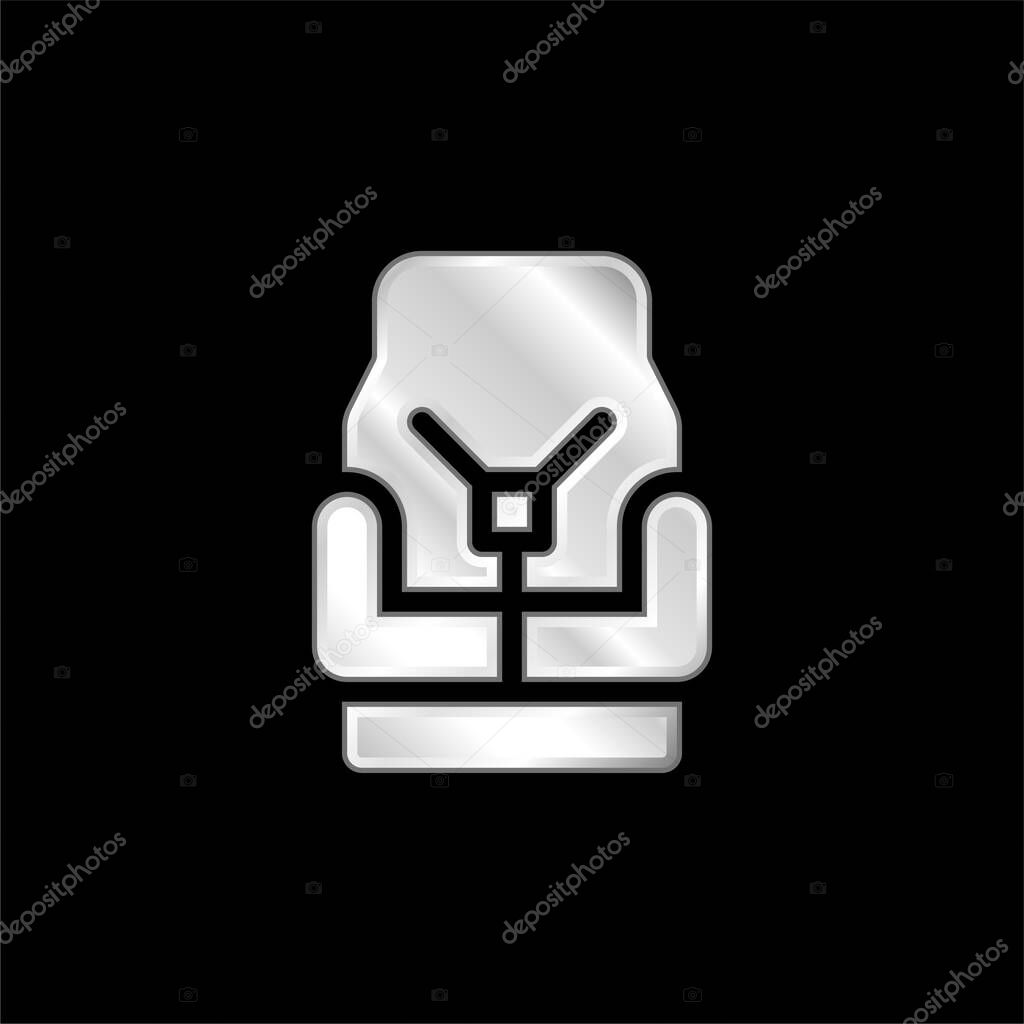 Baby Chair silver plated metallic icon