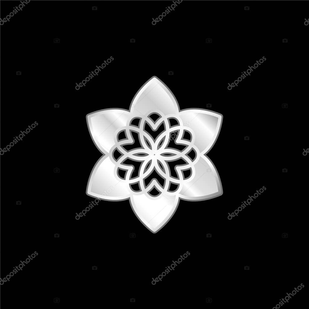 Beautiful Buddhist Flower silver plated metallic icon