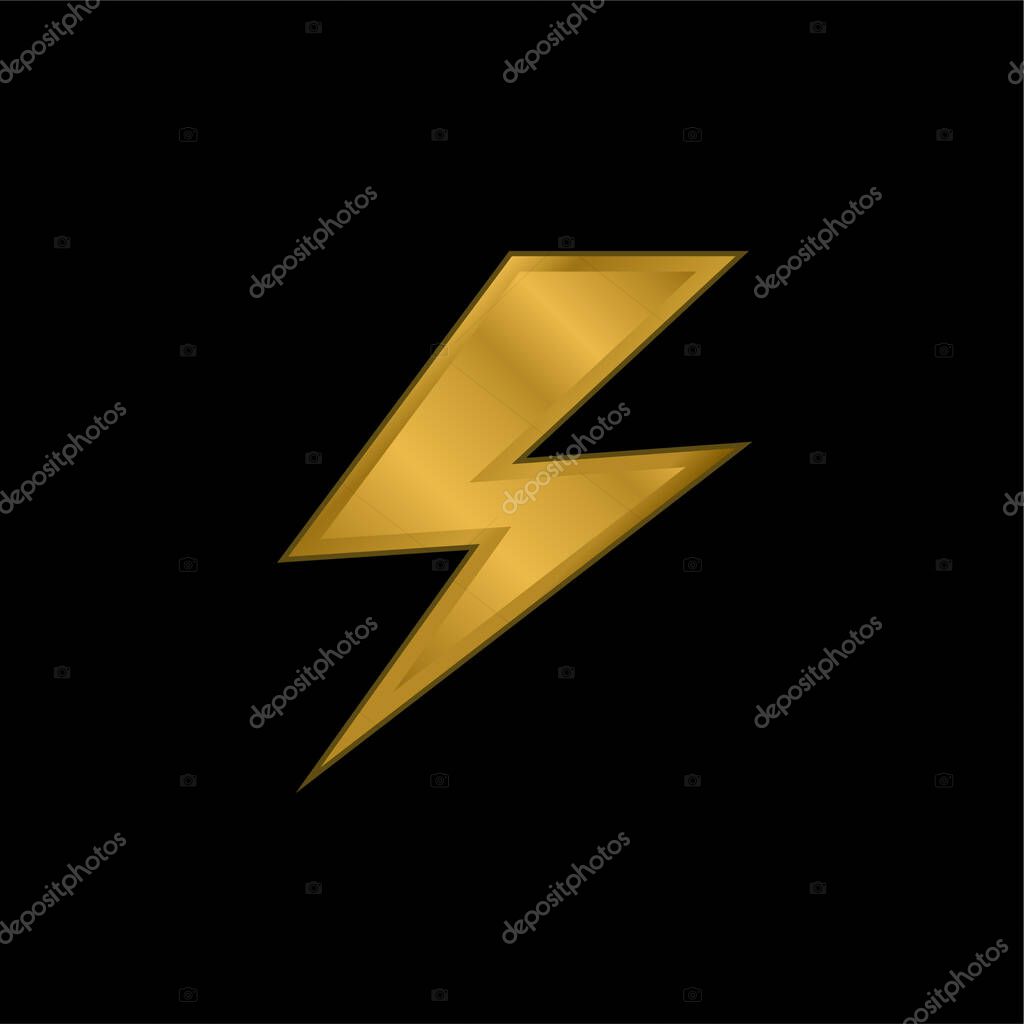 Bolt gold plated metalic icon or logo vector