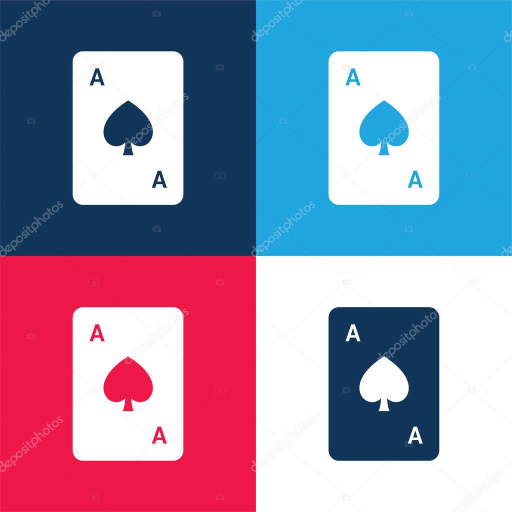 Ace Of Spades blue and red four color minimal icon set