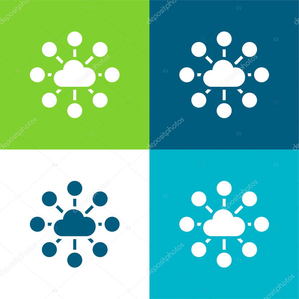 Big Data Flat four color minimal icon set