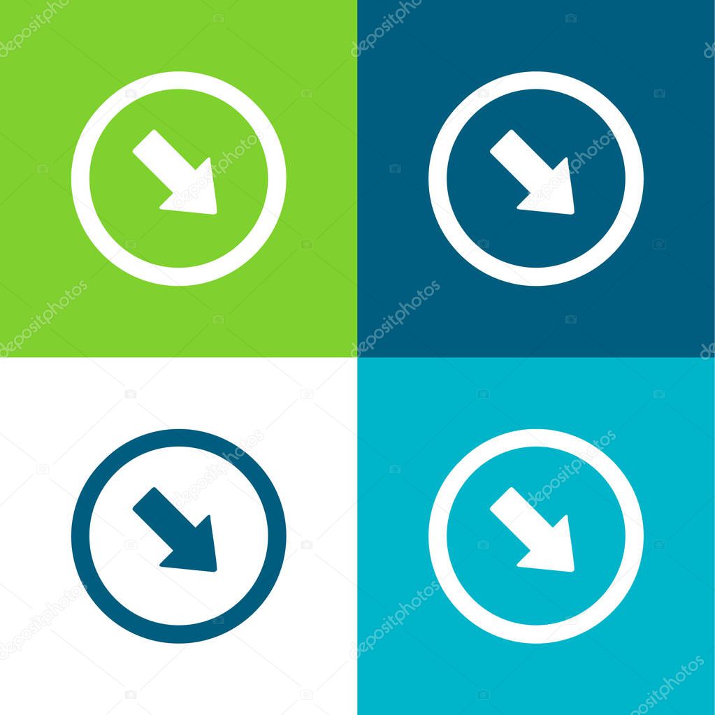 Arrow Pointing To Bottom Right Corner Flat four color minimal icon set