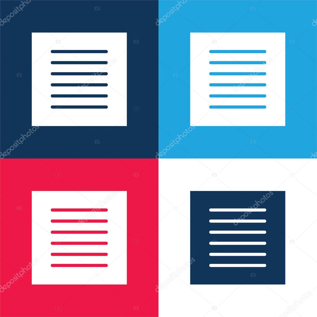 Alignment blue and red four color minimal icon set