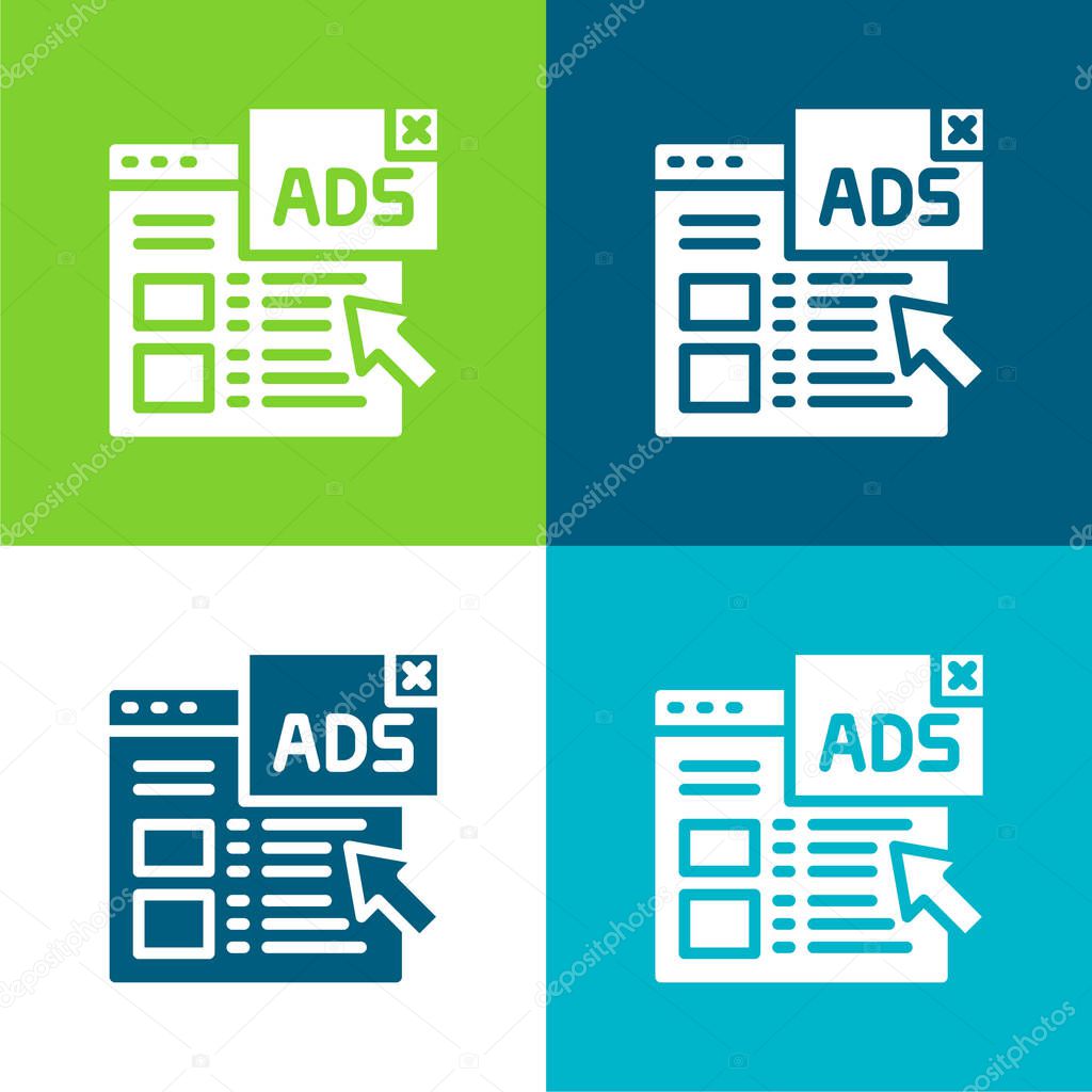 Advertising Flat four color minimal icon set