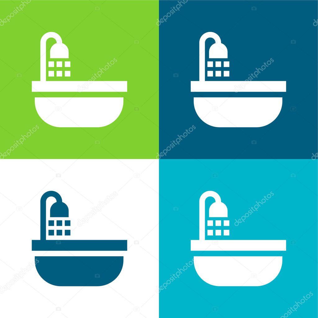 Bathtub Flat four color minimal icon set