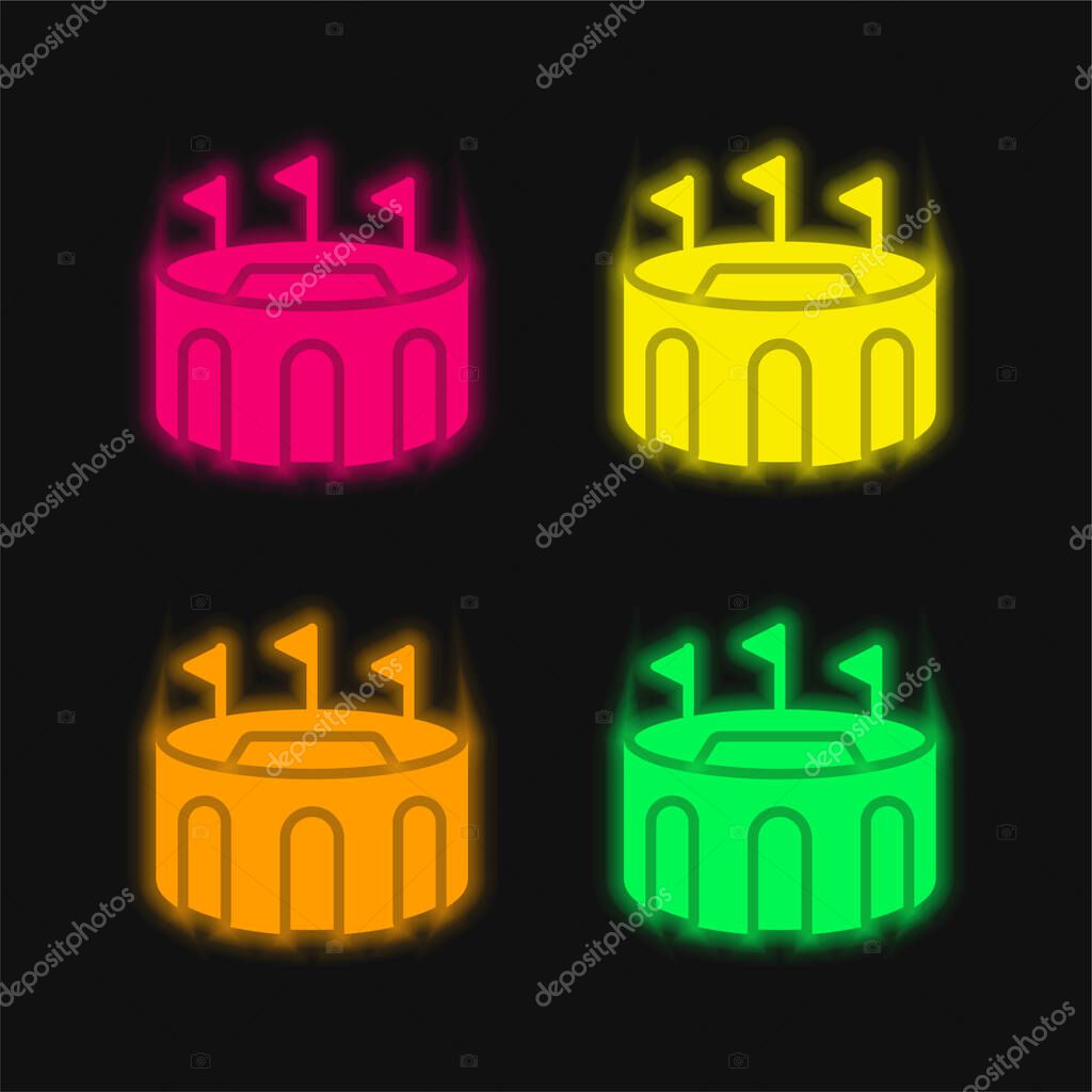 Arena four color glowing neon vector icon