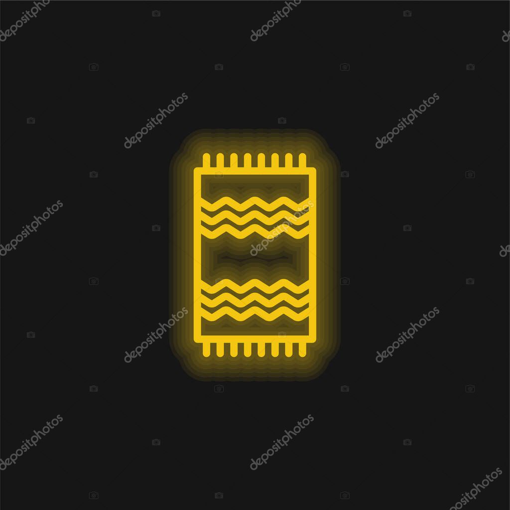 Beach Towel yellow glowing neon icon