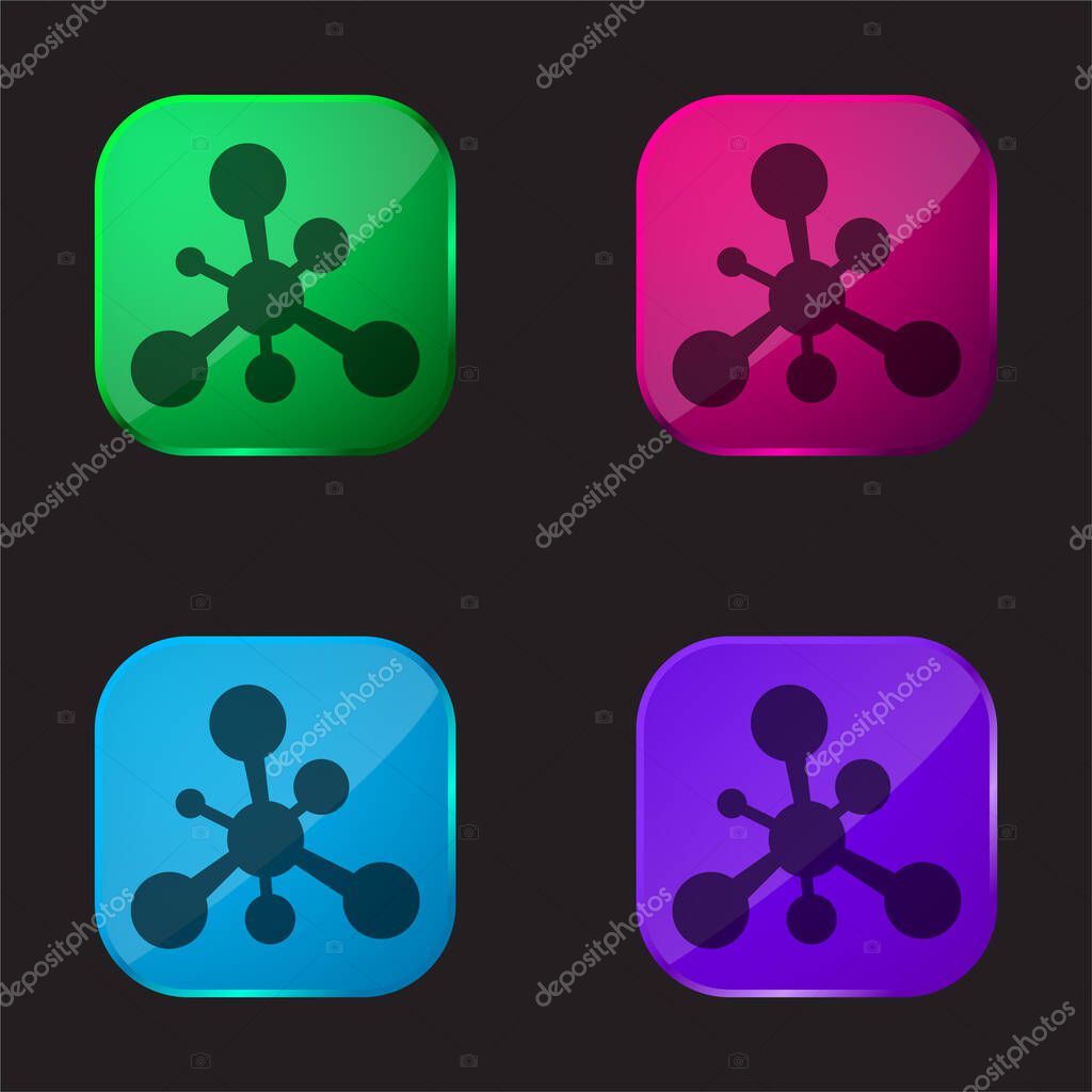Balls And Lines Black Shape four color glass button icon