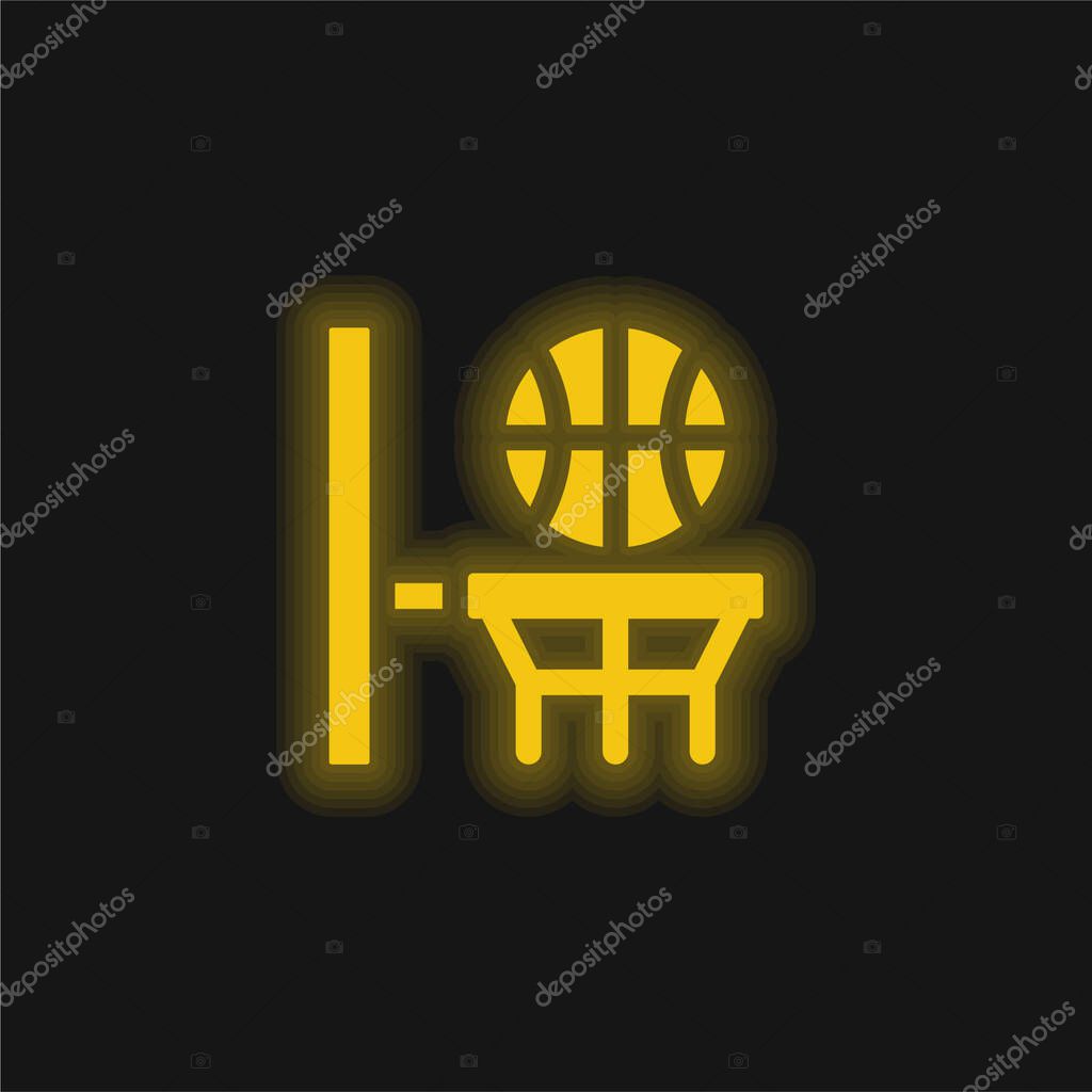 Basketball yellow glowing neon icon
