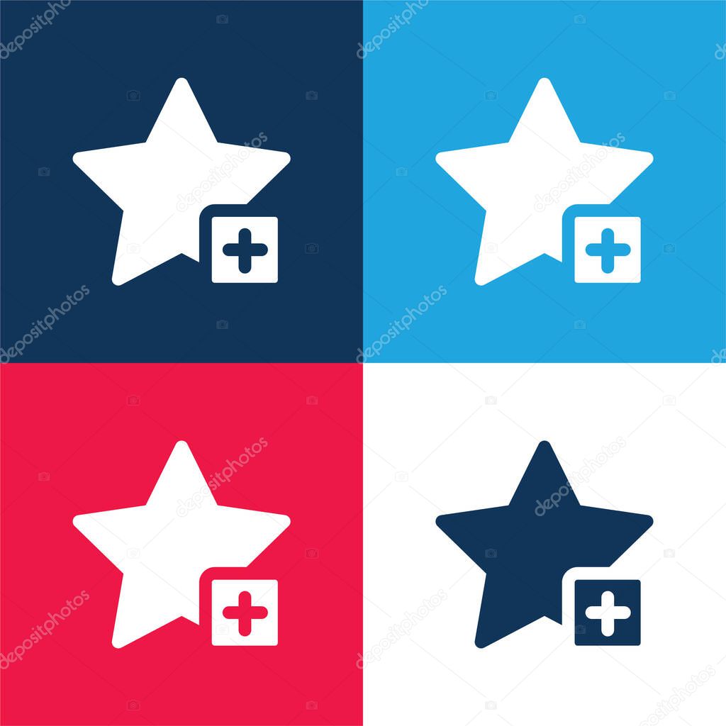 Add blue and red four color minimal icon set
