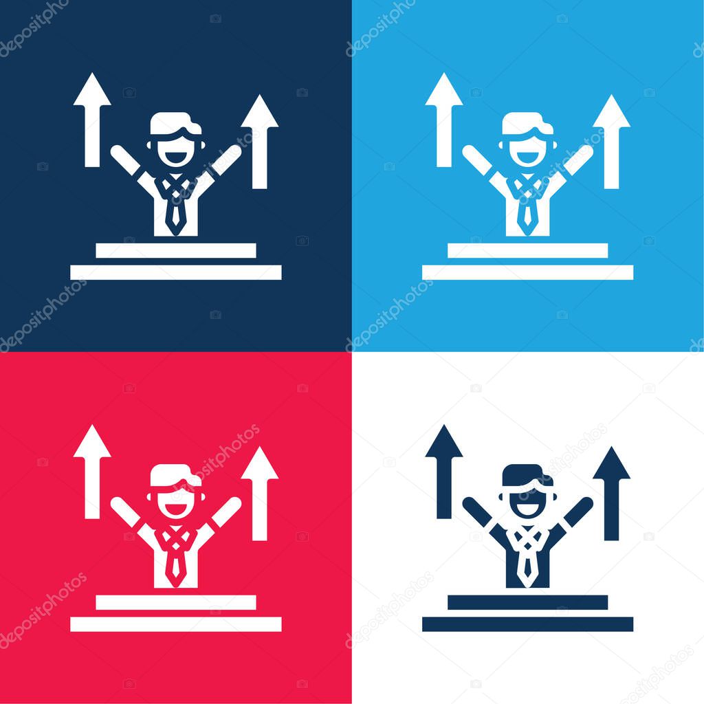 Advance blue and red four color minimal icon set