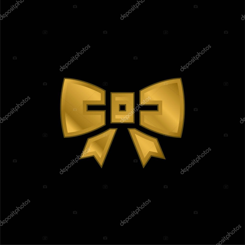 Bow Tie gold plated metalic icon or logo vector