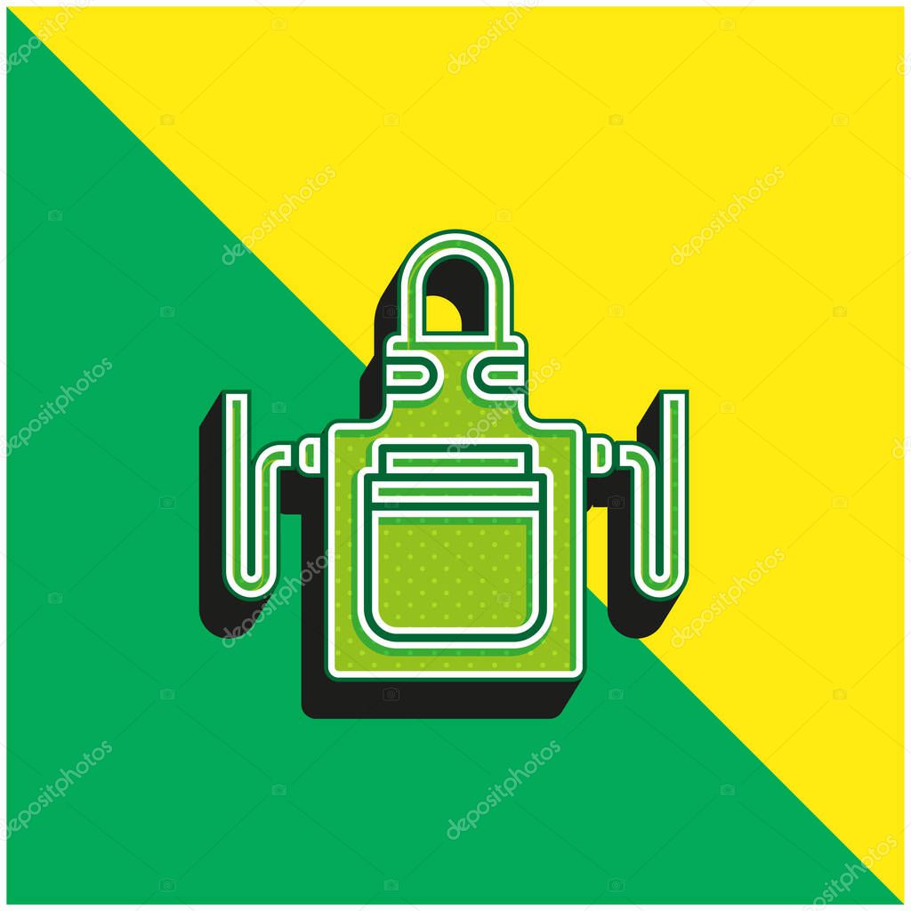 Apron Green and yellow modern 3d vector icon logo