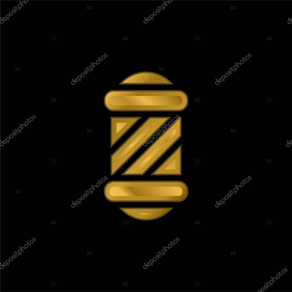 Barbershop gold plated metalic icon or logo vector