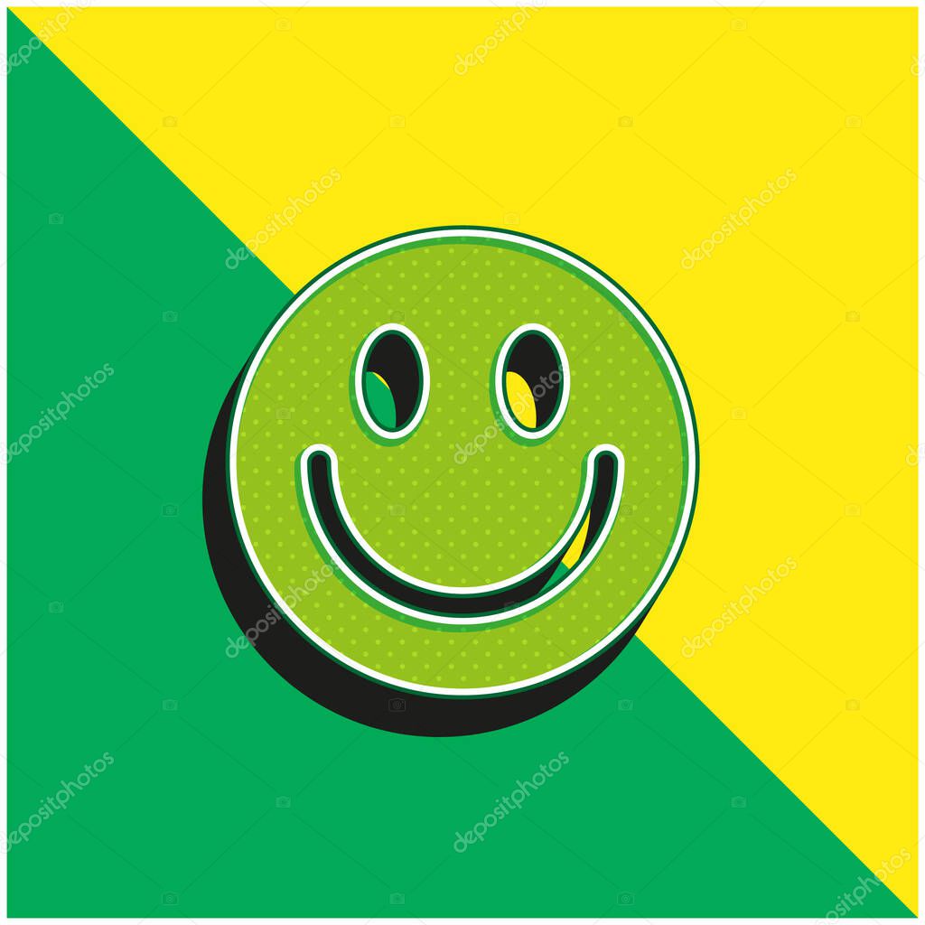 Big Smiley Face Green and yellow modern 3d vector icon logo