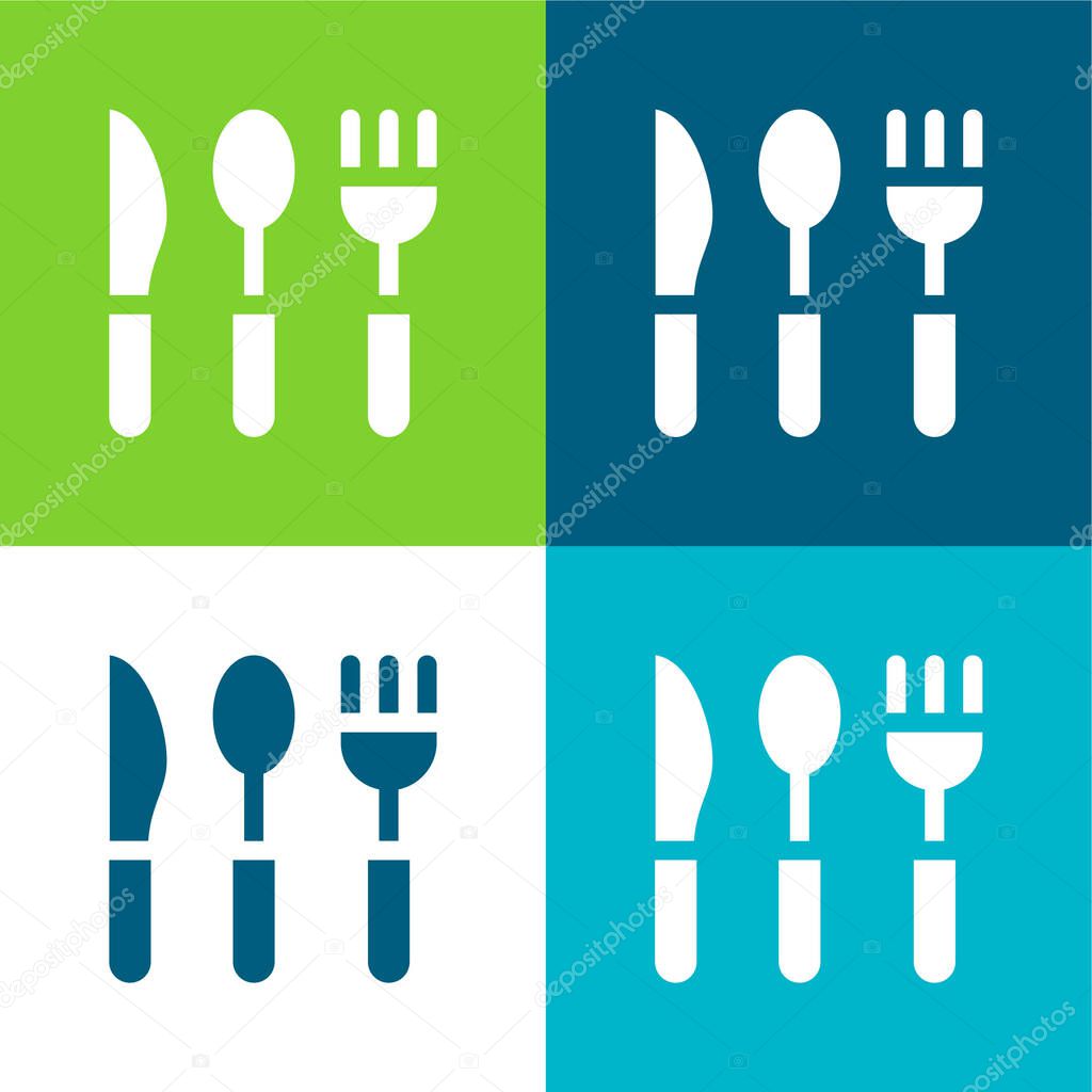 Baby Cutlery Flat four color minimal icon set