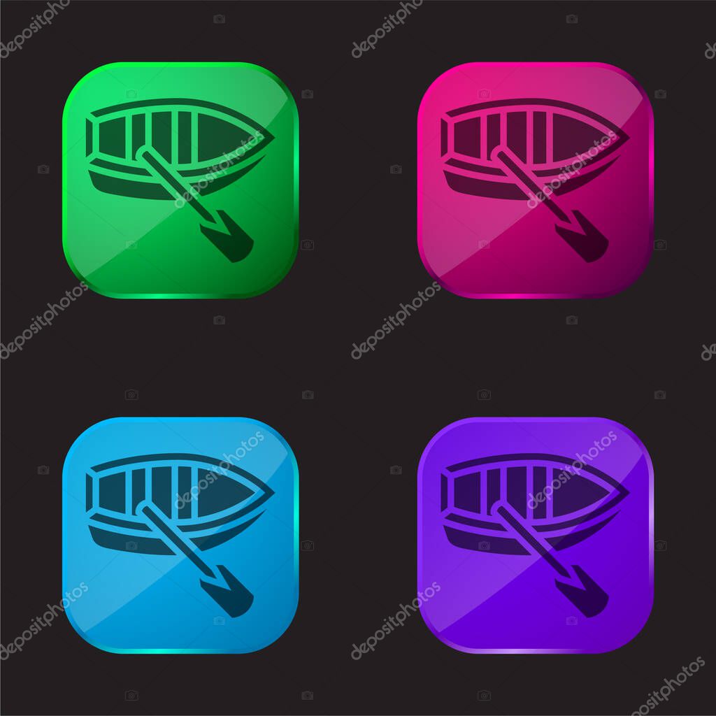 Boat four color glass button icon