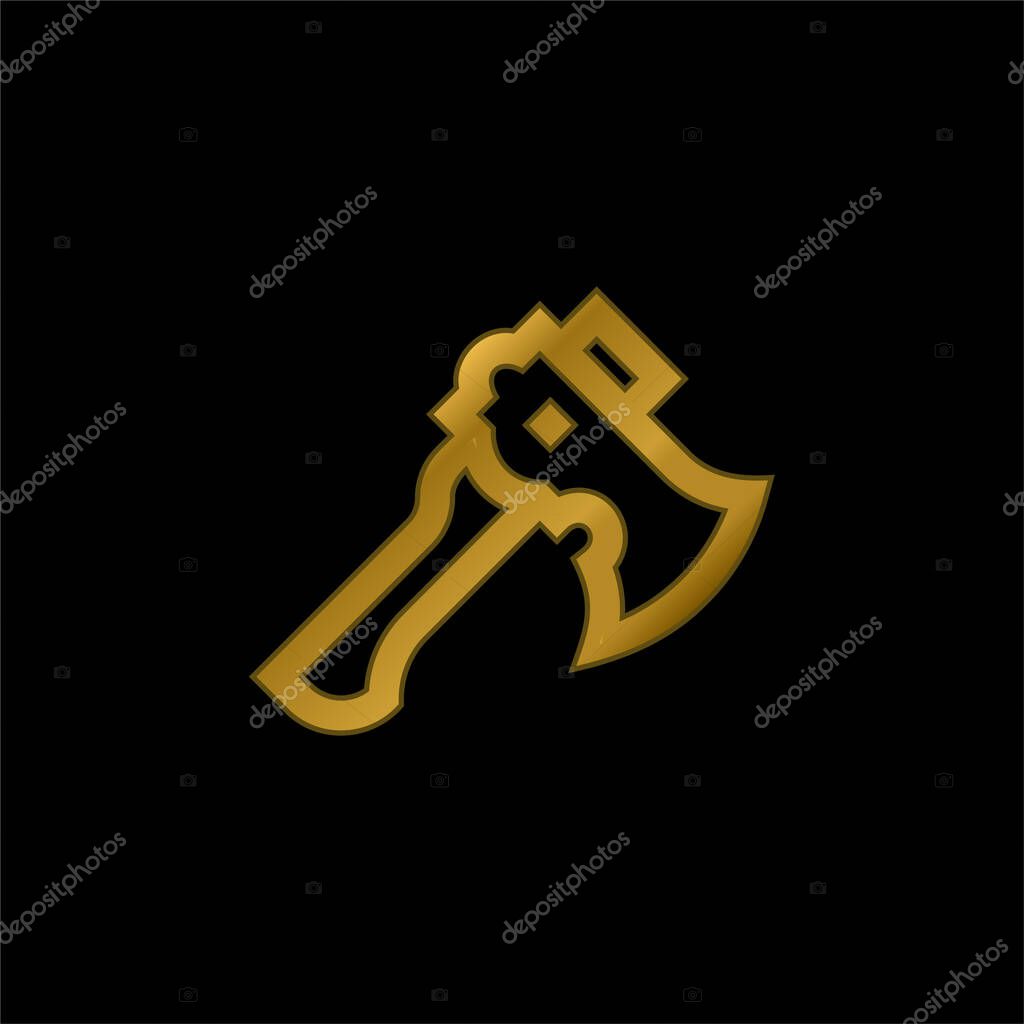 Axe gold plated metalic icon or logo vector