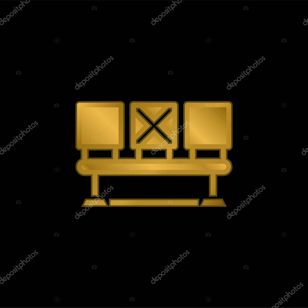 Bench gold plated metalic icon or logo vector