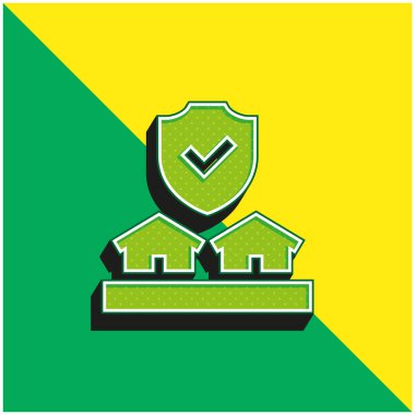 Açık Artırma Yeşil ve Sarı 3D modern vektör simgesi logosu