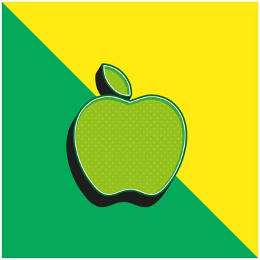 Apple Siyah Meyve Şekli Yeşil ve Sarı 3D vektör simgesi logosu