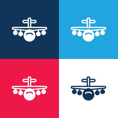 Uçak mavi ve kırmızı dört renk minimal simge kümesi