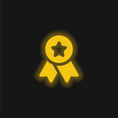 Badge yellow glowing neon icon clipart