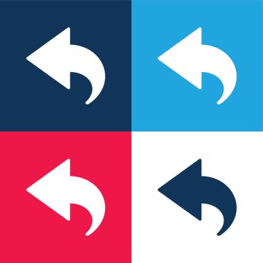 Arka mavi ve kırmızı dört renk minimal simge kümesi