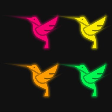 Bird four color glowing neon vector icon clipart