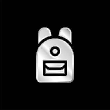 Sırt çantasında gümüş kaplama metalik simge