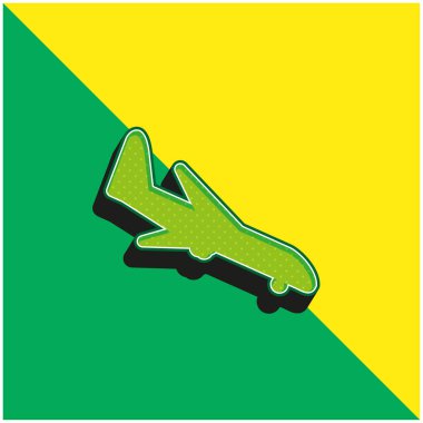 Arraving Airplane Green ve yellow 3d vektör simgesi