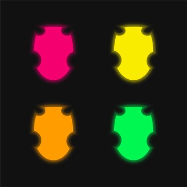 Siyah Savaşçı Kalkanı 4 renkli neon vektör simgesi