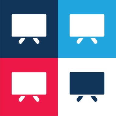 Boş karatahta mavi ve kırmızı dört renk en az simge kümesi