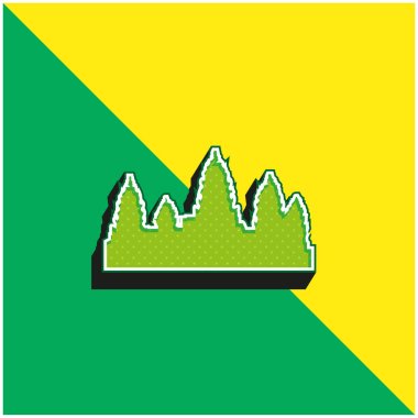 Angkor Wat Green and yellow modern 3d vector icon logo clipart