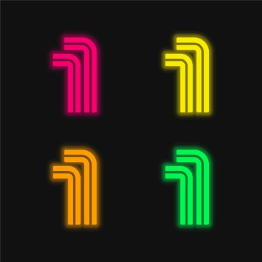 Allen dört renkli parlak neon vektör simgesi