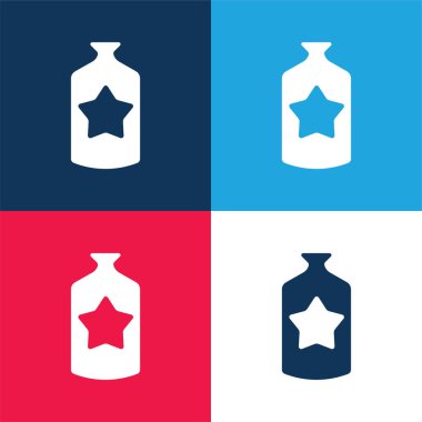 Şişe mavi ve kırmızı dört renk minimal simge kümesi