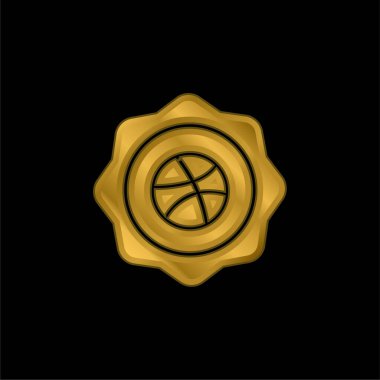 Basketbol rozeti altın kaplama metalik simge veya logo vektörü