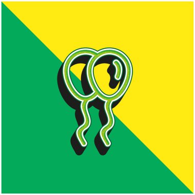 Çift Yeşil ve Sarı Modern 3D vektör simgesi logosu