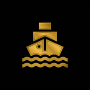 Tekne altın kaplamalı metalik simge veya logo vektörü