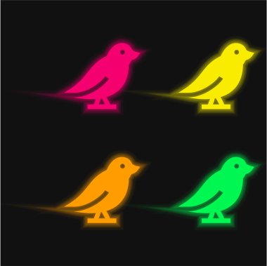 Kuş dört renk parlayan neon vektör simgesi