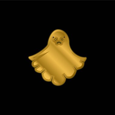 Angry Ghost gold plated metalic icon or logo vector clipart