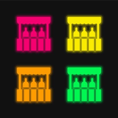Booth four color glowing neon vector icon clipart