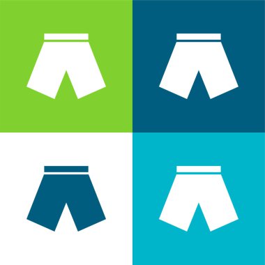 Siyah Kısa Düz 4 renk simgesi seti