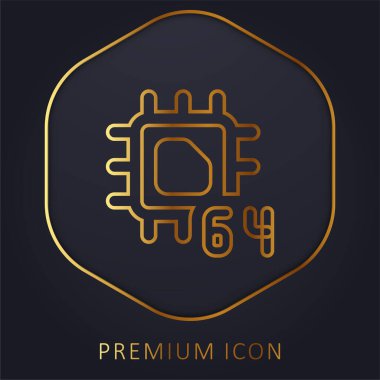 64 Bit altın çizgi prim logosu veya simgesi