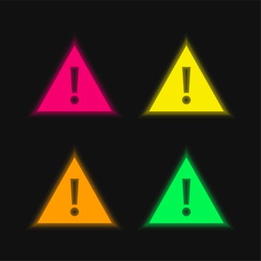 Parlayan dört renk neon vektör simgesinin dikkatine