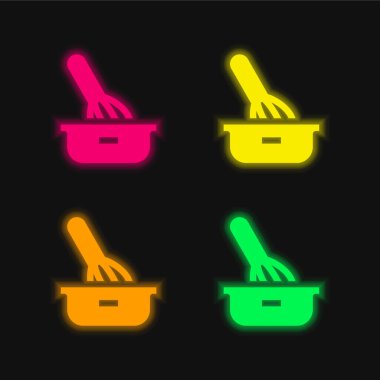 Dört renkli parlayan neon vektör simgesi pişiriliyor